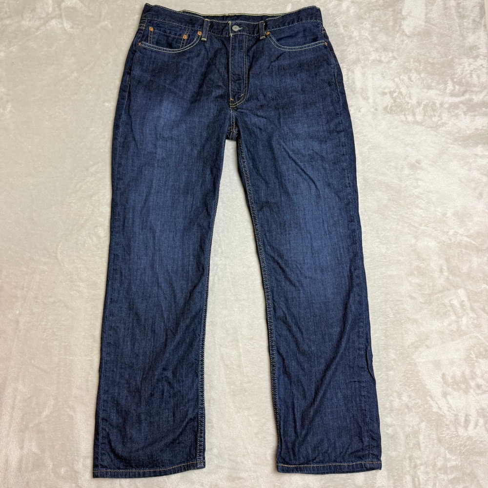 Levi's 514 Straight Fit Jeans Mens 36x30 Blue Dark Wash Denim Classic Preppy EUC